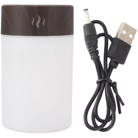 Mini Humidifier 260ml 5V USB Charge Colorful LED Night Light Wood Grain Desk Humidifier for Bedroom Office Car Dark Wood Grain