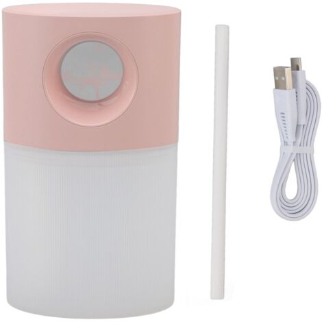 Mini Humidifier Quiet USB Rechargeable Fine Mist Portable Desktop Humidifier with Night Light for Home Office 350ml Pink