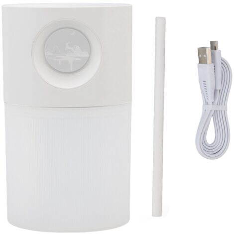 Mini Humidifier Quiet USB Rechargeable Fine Mist Portable Desktop Humidifier with Night Light for Home Office 350ml White