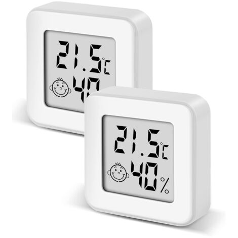 Mini-Hygrometer, Innenthermometer, Temperaturmonitor und Feuchtigkeitsmessgerät, Temperatur- und Feuchtigkeitsmessgerät mit komfortabler Anzeige für Gewächshaus, Reptilien, Keller, Büro (2)