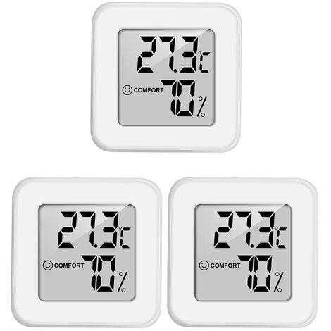 Thermomètre Intérieur Hygromètre, Spauood Capteur Humidité Station Meteo  Interieur, Intelligente Rétroéclairage, Horloge, Date, ℃ / ℉ Commutable