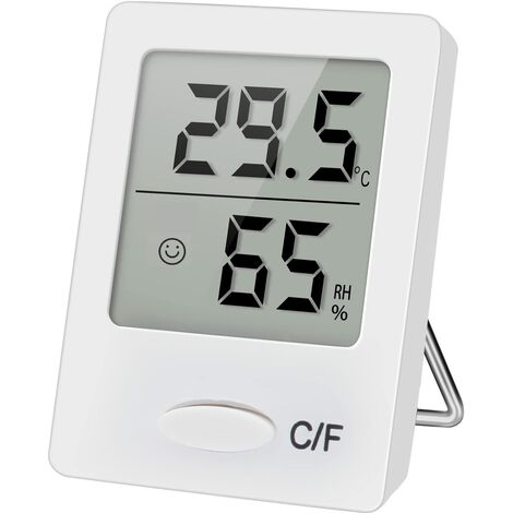 Mini Hygromètre Numérique, Thermomètre Chambre Digital de Haute Précision, ℃/℉Commutable Moniteur de Température et Humidimètre pour Le Confort du Bureau à Domicile Thermomètre de Reptile (Blanc)