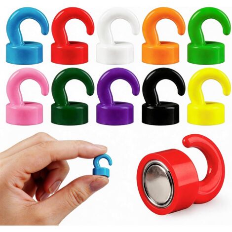 Mini imanes potentes con ganchos para oficina, aula, crucero y cocina bonitos ganchos magnéticos de neodimio para el refrigerador paquete de 10 unidades (multicolor).