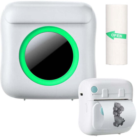 Mini imprimante bluetooth 200 dpi imprimante detiquettes avec un rouleau - blanc