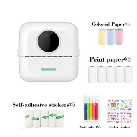 Mini Imprimante de Etiquette Mini Imprimante Photo pour Smartphone Autocollant Imprimante Thermique Imprimante Photo pour Journal Voyage Logo Notes Journal Liste Mémo