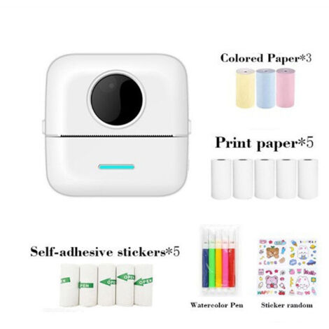 Mini Imprimante de Etiquette Mini Imprimante Photo pour Smartphone Autocollant Imprimante Thermique Imprimante Photo pour Journal Voyage Logo Notes Journal Liste Mémo