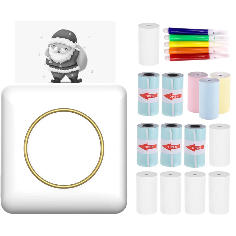 Mini imprimante d'étiquettes autocollantes thermiques de poche C20, équipée de 5 stylos de couleur + 5 rouleaux de fournitures autocollantes + 6