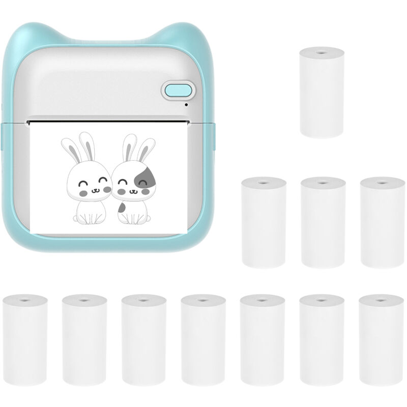 Lifcausal - Mini imprimante photo de poche, machine d'impression thermique portable 203 dpi, connexion bt sans fil pour étiquettes d'images,