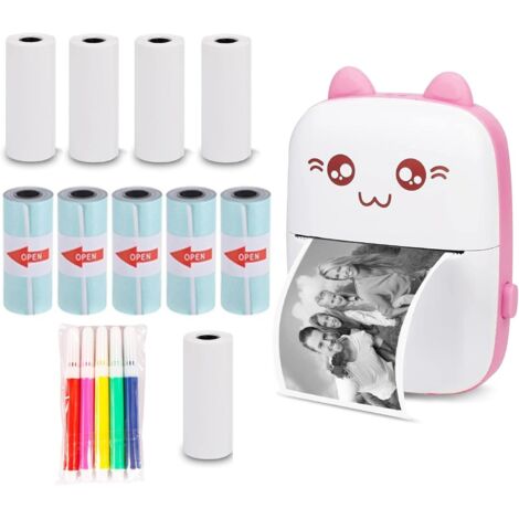 Mini Imprimante Thermique avec Recharge USB Bluetooth Petite Imprimante Portable Compatible avec Android ou iOS