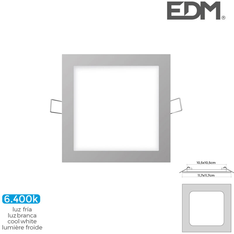 Image of E3/31607 Mini Faretto Led Incasso Quadrato 6W 6400K Luce Fredda. Colore Cromo 117X117Cm EDM