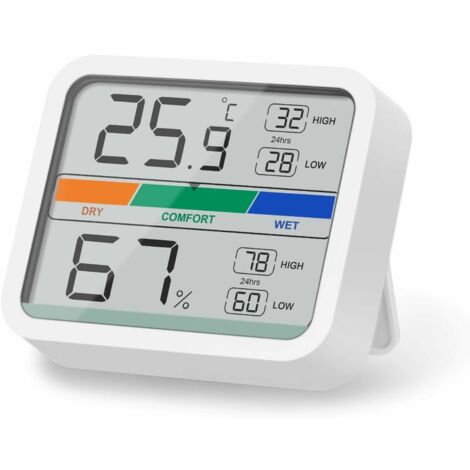 Mini Indoor Thermometer Digital Hygrometer Temperature and Humidity Monitor with ℉ / ℃ Conversion of Maximum and Minimum Temperature and Humidity (White)