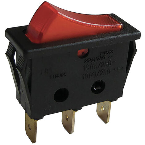 Mini interrupteur à bascule noir unipolaire lumineux à encastrer, 3750W, 15A, 250V - Tibelec