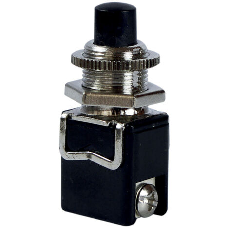 Mini interrupteur poussoir à encastrer noir connexion par vis 600W, 3A, 250V - Tibelec