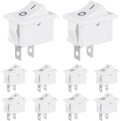 Mini interruttore a bilanciere 3A 250VAC 6A 125VAC 10x15MM 2 pin 2 posizioni interruttore ON/OFF SPST per barca auto elettrodomestici (10 pezzi bianco)