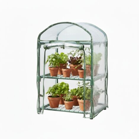Mini Invernadero de Jardín de 2 Niveles 50x45x84 cm PVC Invernadero Compacto para Semilleros