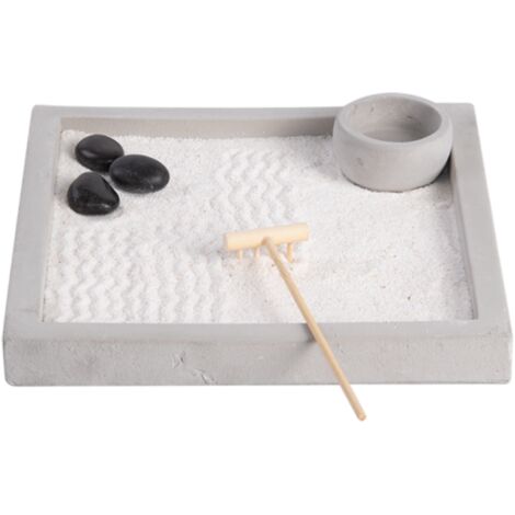 Mini jardin japonais carré - Gris - L 20 x H 3,4 cm - Livraison gratuite