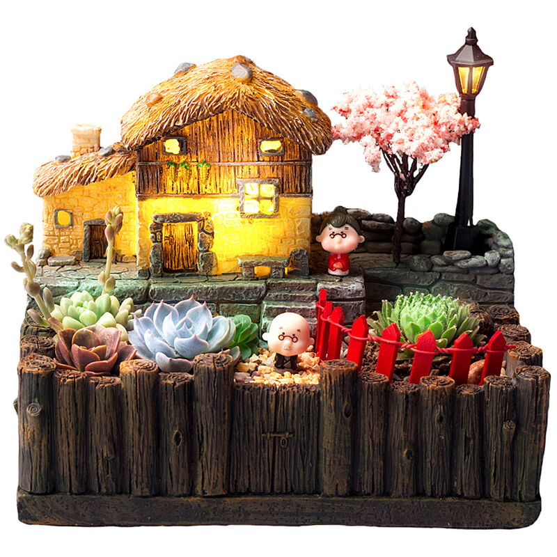 Mini jardinière décorative en céramique lumineuse L.18 x l.16 x H.12 cm