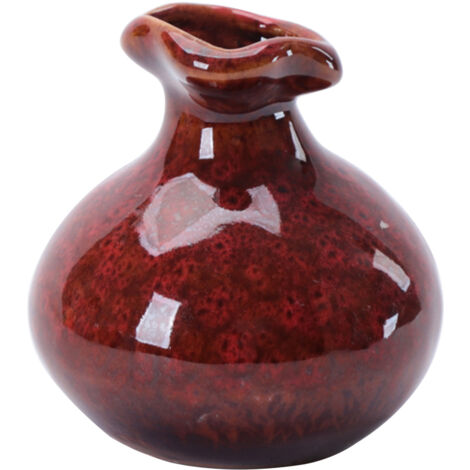 Mini jarrón único de cerámica esmaltada, rojo/amarillo/azul/verde, 8 × 7,5 cm, resistente a la corrosión, decoración del hogar, diseño floral, 1 pieza, regalo ideal