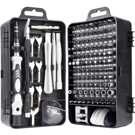 Mini jeu de tournevis Kit de précision Outil Petite boîte Jeu de tournevis (gris noir)
