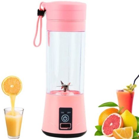 Mini Juicer - Juice Cup - Electric Juicer - 6 Blades - USB Interface - Suitable for Juicing Fruits and Vegetables - Baby Food - Blending - Pink - 7.57.523cm - 380ml - 25W