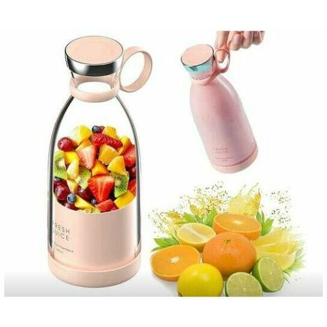 Mini Juicer Juice Extractor For Shakes and Smoothies Fruits Legumes, USB Rechargeable Portable Blender - Pink