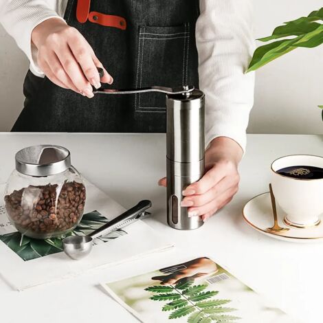 Mini-Kaffeemühle aus Edelstahl, handgefertigt, Kaffeebohnenmühle, Milchaufschäummühle, Küchenhelfer, Kaffeezubehör, Handmühle