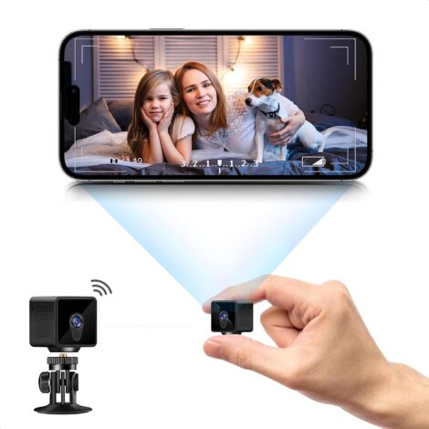 SJQKA Mini-Kamera, 2K HD Mini-Überwachungskamera, Live-Übertragung, Handy-App, Innen-WLAN-Videoüberwachungskamera, Überwachung mit Akku, kleines WLAN-Babyphone