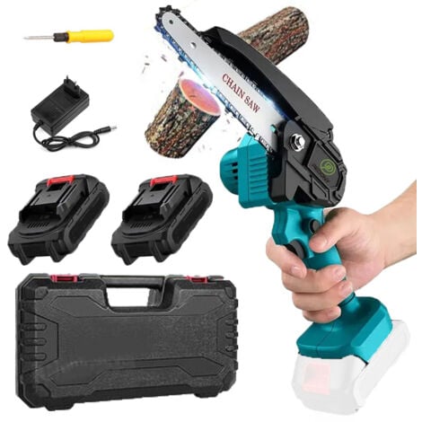 PEDONY Mini-Kettensägen, 6-Zoll-Akku-Elektrokettensäge, bürstenloser Motor, leistungsstarke bürstenlose Kettensäge mit Koffer, 2x 3.0-Akku und Ladegerät, kompatibel mit Makita-Akku