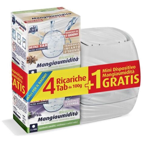 MINI-KIT con Dispositivo Assorbiumidità e 4x100 Tab AIR MAX - Fragranze Miste