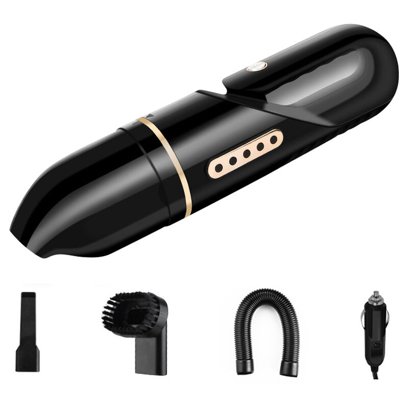 

Mini kit de limpieza de coche con aspiradora de mano con succion fuerte de 120W 4500PA para el hogar y el coche, Negro, con cable - Mechero de 12 V