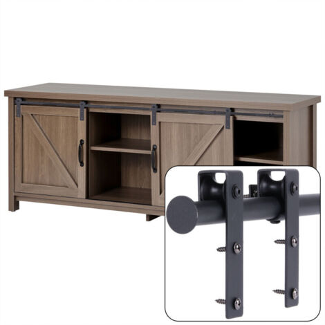 Mini Kit de Matériel de Porte Coulissante de Placards, Quincaillerie Système de Rail Porte Suspendue Interieur pour Meuble TV Armoire - Porte Simple 3FT/90CM