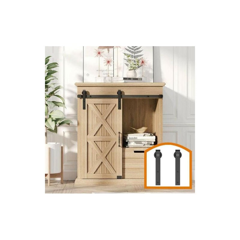 Mini kit de Matériel de Porte Coulissante 1,2M/3,93FT Quincaillerie Kit de Rail pour Placard Meuble tv Armoire de Rangement