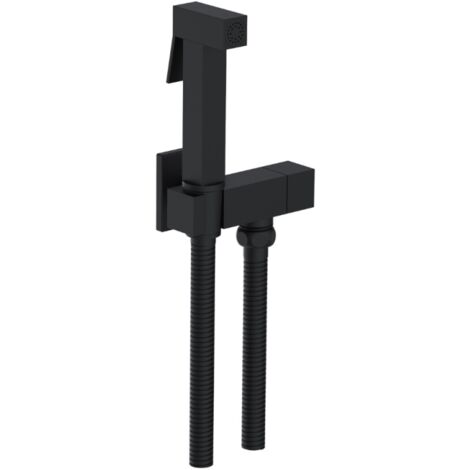 Mini kit - Douchette carrée à gachette avec robinet d'arrêt Epoxy noir mat