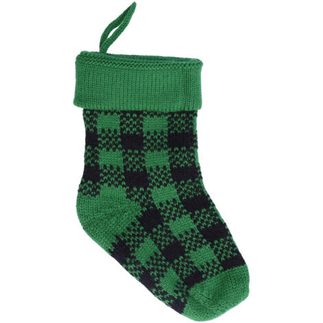 Mini Knitting Christmas Stocking Acrylic Fiber Xmas Tree Hanging Pendant Ornament Home Party Decoration(Black Green )