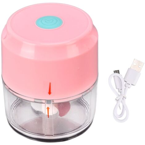 Mini-Knoblauchschneider, kabellos, USB-betrieben, elektrisch, rosa, mit Doppelklingen
