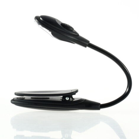 Mini lampada da lettura a LED con clip, luce notturna portatile e flessibile, ideale per leggere a letto.
