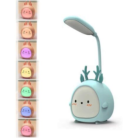Mini lampada da tavolo a LED portatile ricaricabile tramite USB per camera da letto, comodino per bambini, studio (antilope blu)