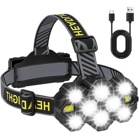 Mini lampada frontale a LED portatile, 8 modalità di fascio, torcia da esterno per uso notturno, equitazione, escursionismo, campeggio, montaggio sulla testa, lampada frontale multifunzionale per este