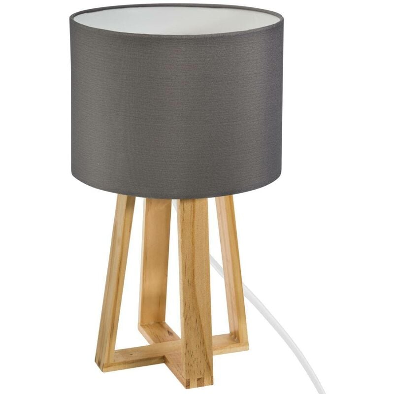 Image of Lampada Molu in legno grigio H35cm Atmosphera Créateur D'intérieur