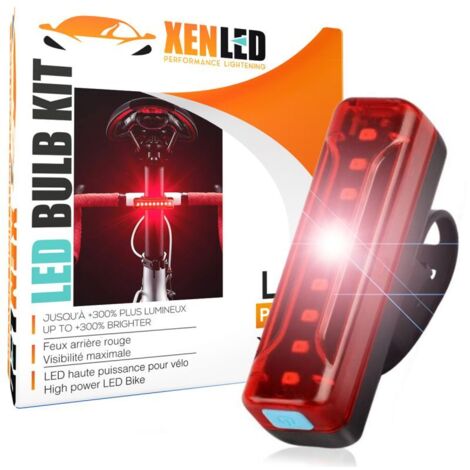 Mini Lampe Arrière LED Vélo XL008 Haute visibilité, Rechargeable USB , 2600mAh - Fixation Cadre