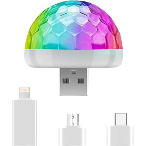 MOWZE Mini lampe de boule disco USB, lampe de fête LED boule disco, commande vocale, lumières de fête disco, effets de lumière disco contrlés par la musique, lumière disco pour les anniversaires d'enfants