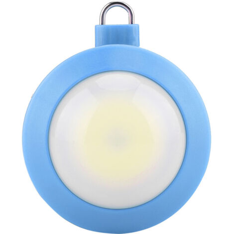 Mini lampe de camping ronde super lumineuse à LED COB, veilleuse d'extérieur avec crochet (bleue)
