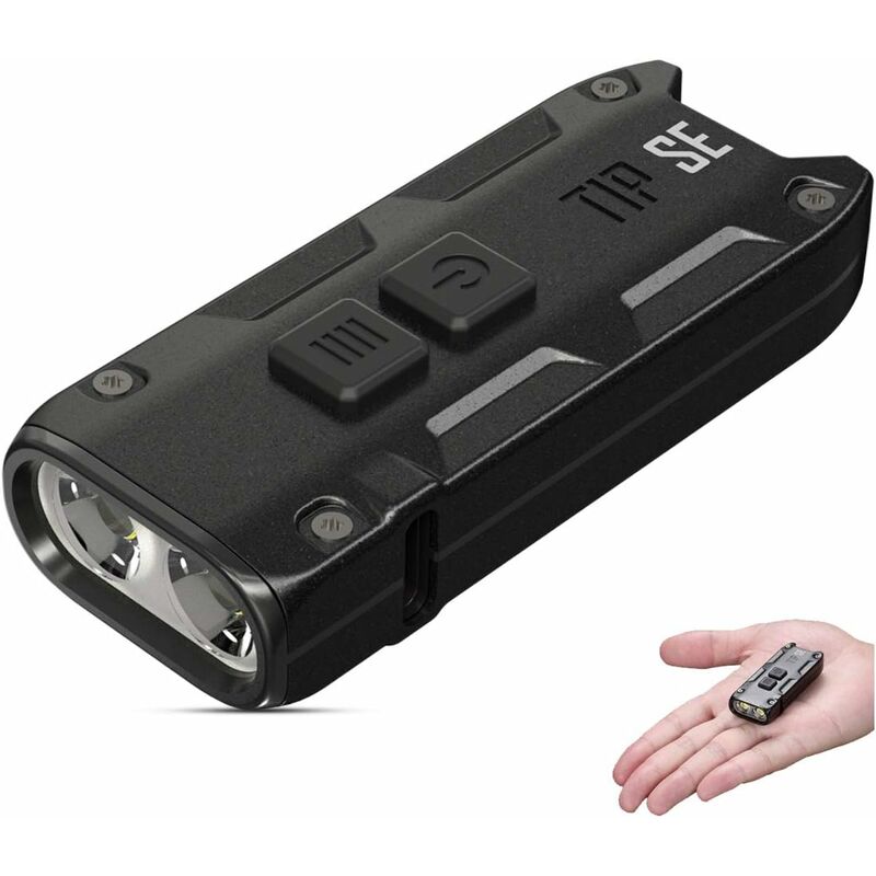 Mini Lampe De Poche - 700 Lumens led - Rechargeable usb c - Lampe Torche Porte-Clé - Etanche IP54 Avec 4 Modes ([ noir ])