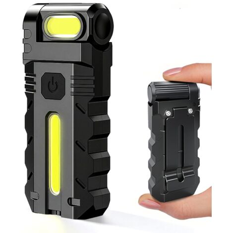 Mini lampe de poche LED rechargeable ultra lumineuse EDC avec clip et base magnétique, USB, blanc froid + rouge, rotation à 180 °, IPX44, lampe flash pour camping, randonnée