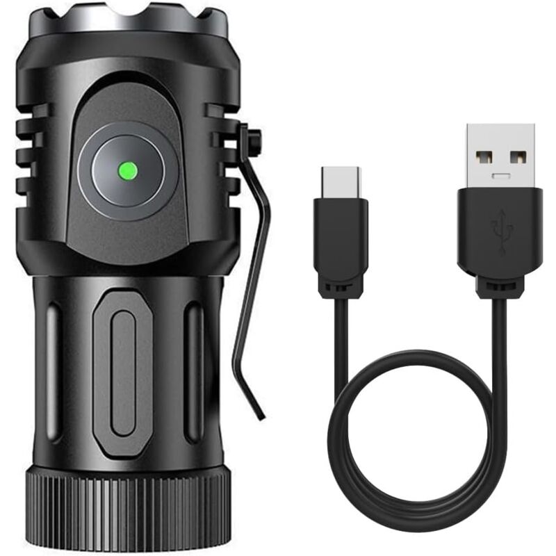 Mini lampe de poche LED X65 Type C USB rechargeable Source de lumière lumineuse 5 LED Petite lampe de poche 8 modes Étanche Longue durée de vie de la