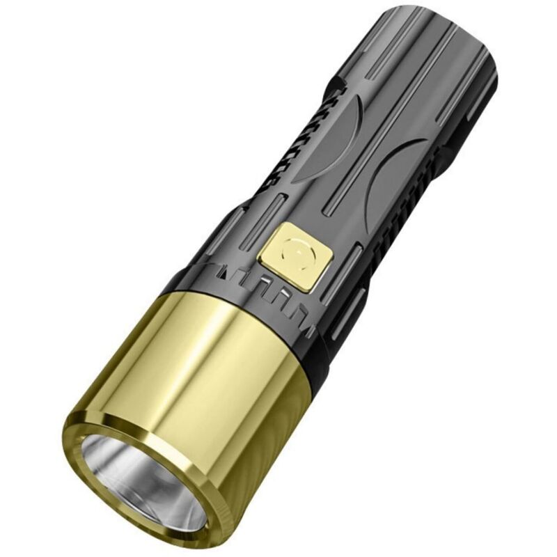 Mini lampe de poche portable USB rechargeable LED lampe de poche trois modes réglable étanche pour la maison, cadeau, Camping (or)