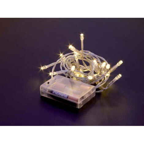 MINI LAMPE DE TABLE LED - 2 M - 20 LAMPES BLANC CHAUD - FIL TRANSPARENT - MODULATEUR - PILES NON FOURNIES