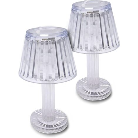 Mini lampe de table LED blanc chaud aspect cristal – Conique / 12 cm – Petite lampe de table moderne à piles – Lampe décorative d'ambiance aspect diamant sans fil