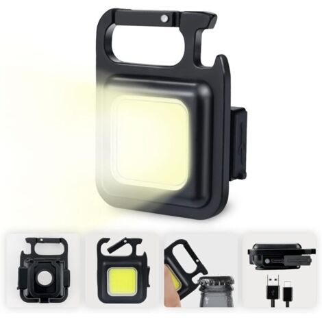 Mini Lampe de Travail LED Rechargeable Lampe de Poche Ultra Puissante 800 Lumens Magnétique Portable Petite Porte-clés Lampes de Poche Étanche pour La Réparation de Camping Lampe de Secours [Classe én