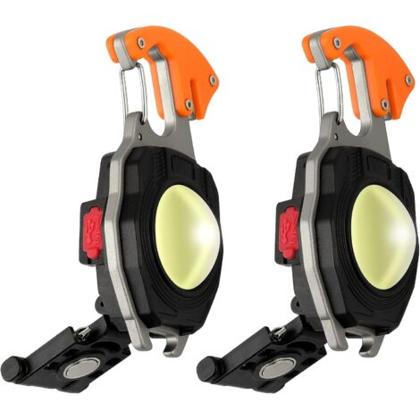 Mini Lampe de Travail Portable Lampe de Poche Rechargeable 800 Lumen Porte-clés Lampes d'inspection, avec Ouvre-Bouteille,Base Magnétique, pour Camping/Réparation/Urgence（2PCS）